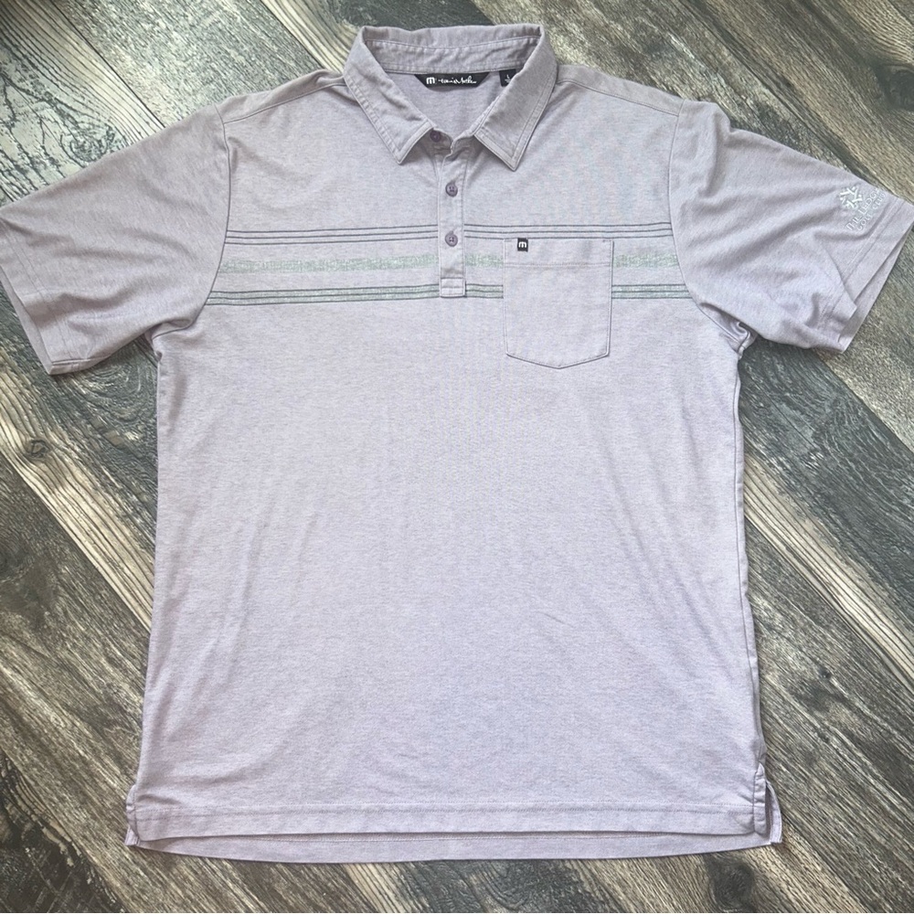 Travis Mathew Light Purple And Gray Short Sleeve Polo
Men’s L The Ledges Golf